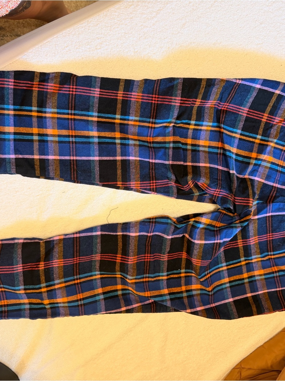 Hollister Black Plaid Straight Leg Pants with Blue and Orange Accents